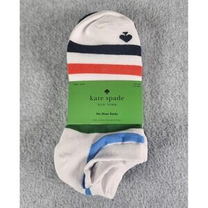 Kate Spade New York 3 Pairs Crew Socks Women 4-10 Multicolor Skip Hearts Stripes
